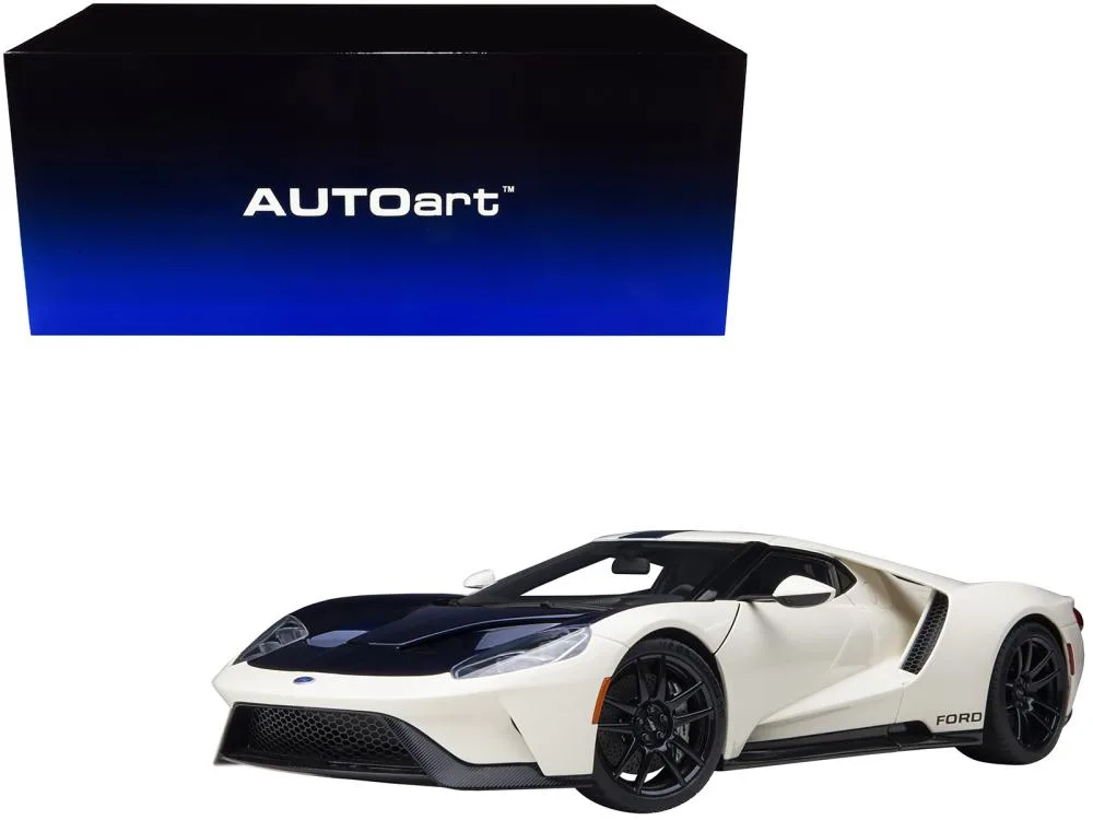 Autoart Autoart Ford GT Heritage Edition Prototype Wimbledon White Antimatter Blue 1/18 vehicle — product photo