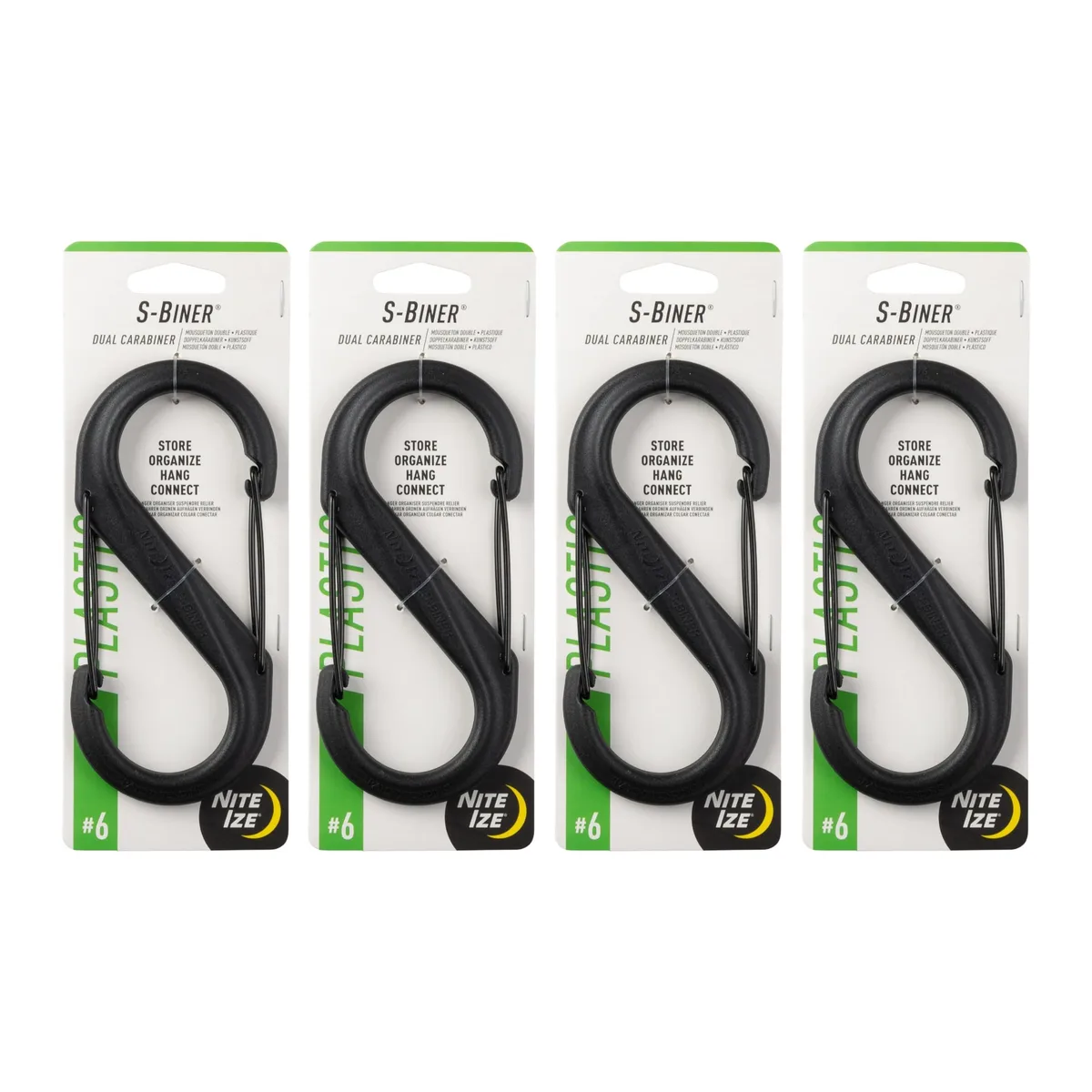  Viator Gear S-Biner Plastic Dual Carabiner Size 6 Black 4 Pack — product photo