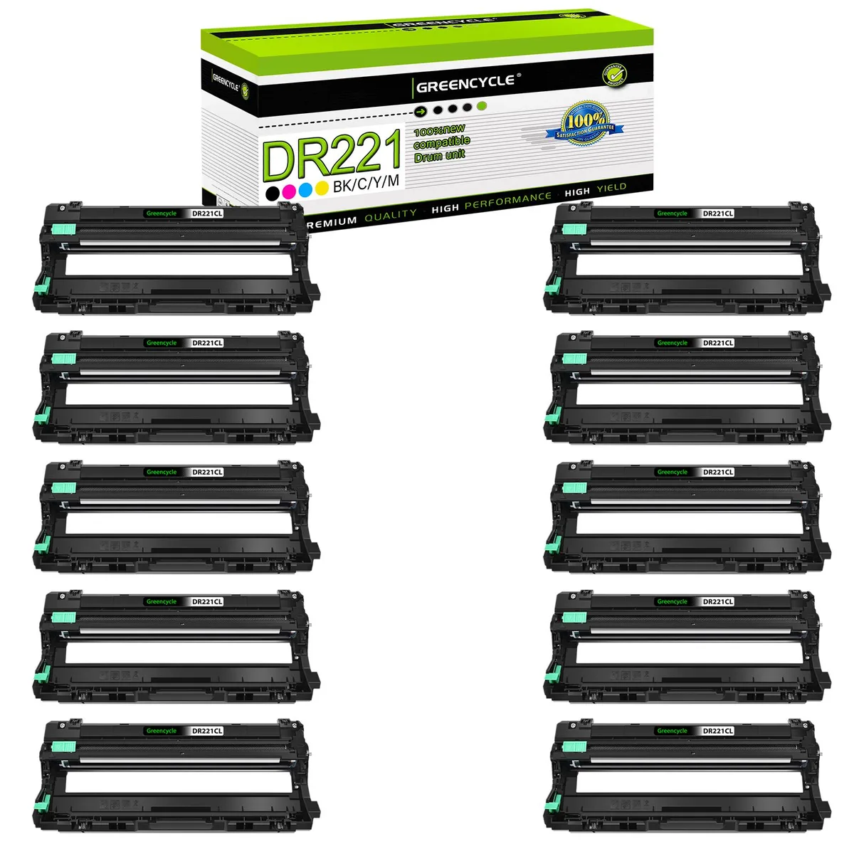 GREENCYCLE GREENCYCLE DR221CL 10 Pack Drum Unit Toner Cartridge — product photo