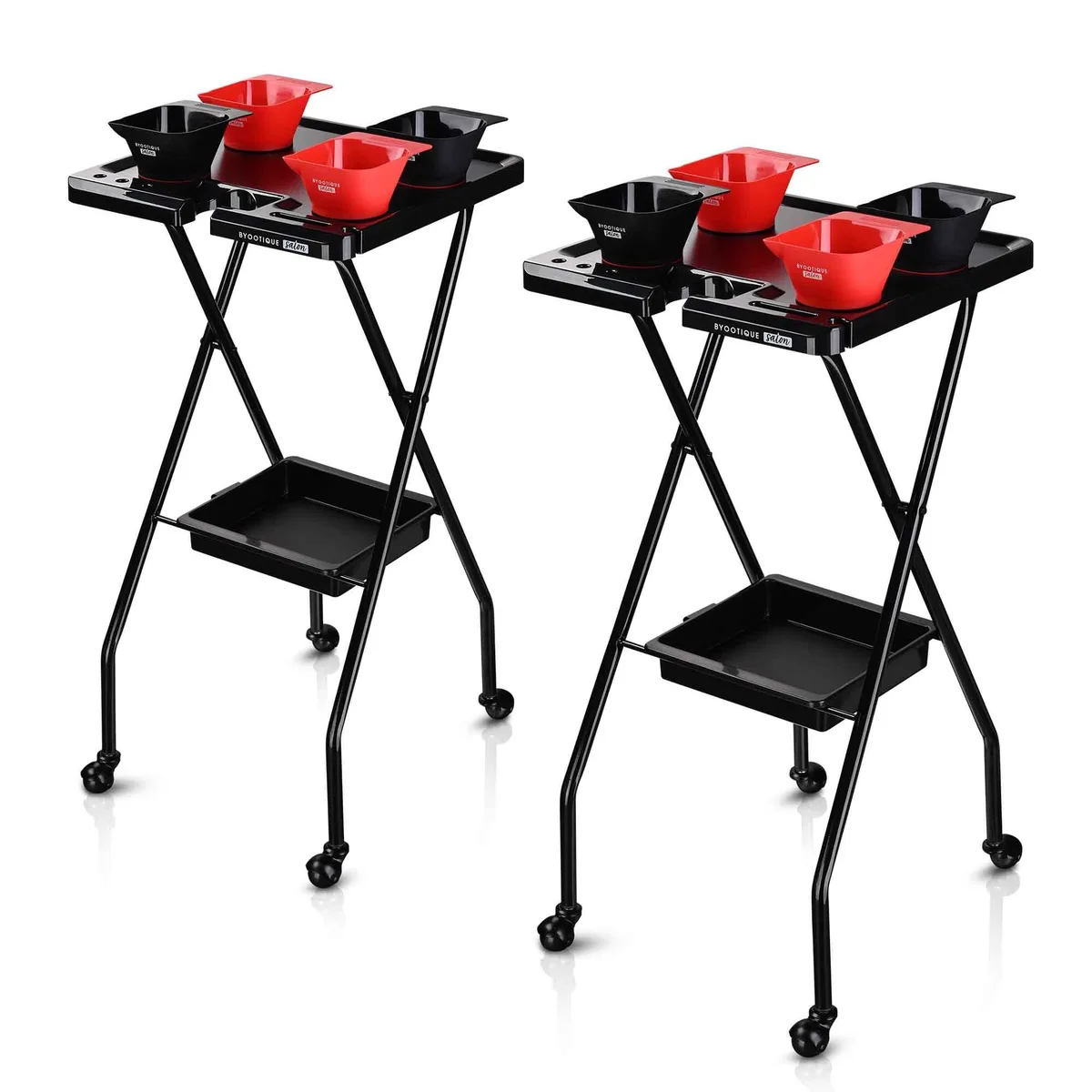 Byootique Byootique Folding Salon Tray on Wheels w/ Drawer 2 Pack — product photo