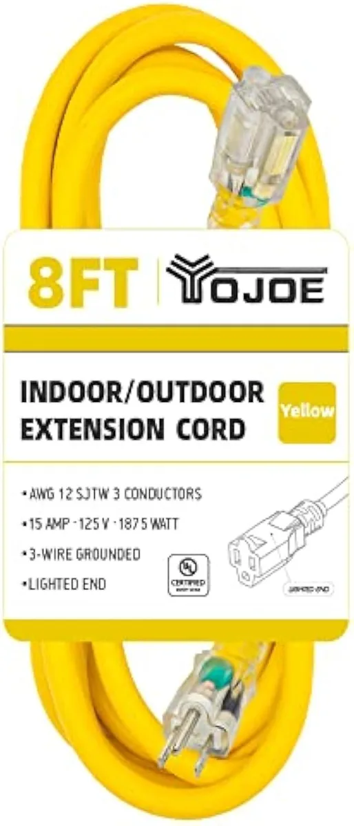 TAURKENAM TAURKENAM 8 Foot Yellow Extension Cord power adapter — product photo