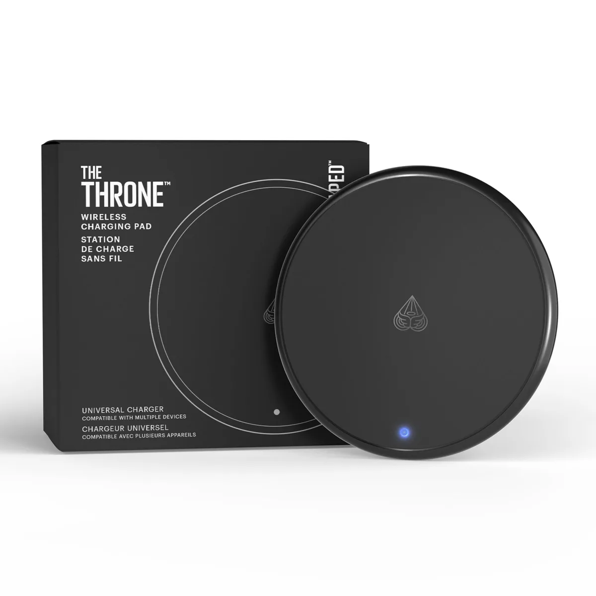 Black wireless charging pad with USB-C cable included