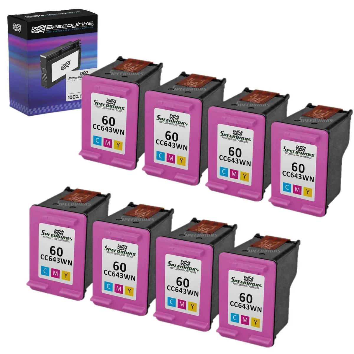 SpeedyInks SpeedyInks HP 60 CC643WN Tri-Color Ink Cartridge 8 Pack — product photo