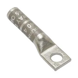 Copper compression lug, long barrel, single hole, grey finish