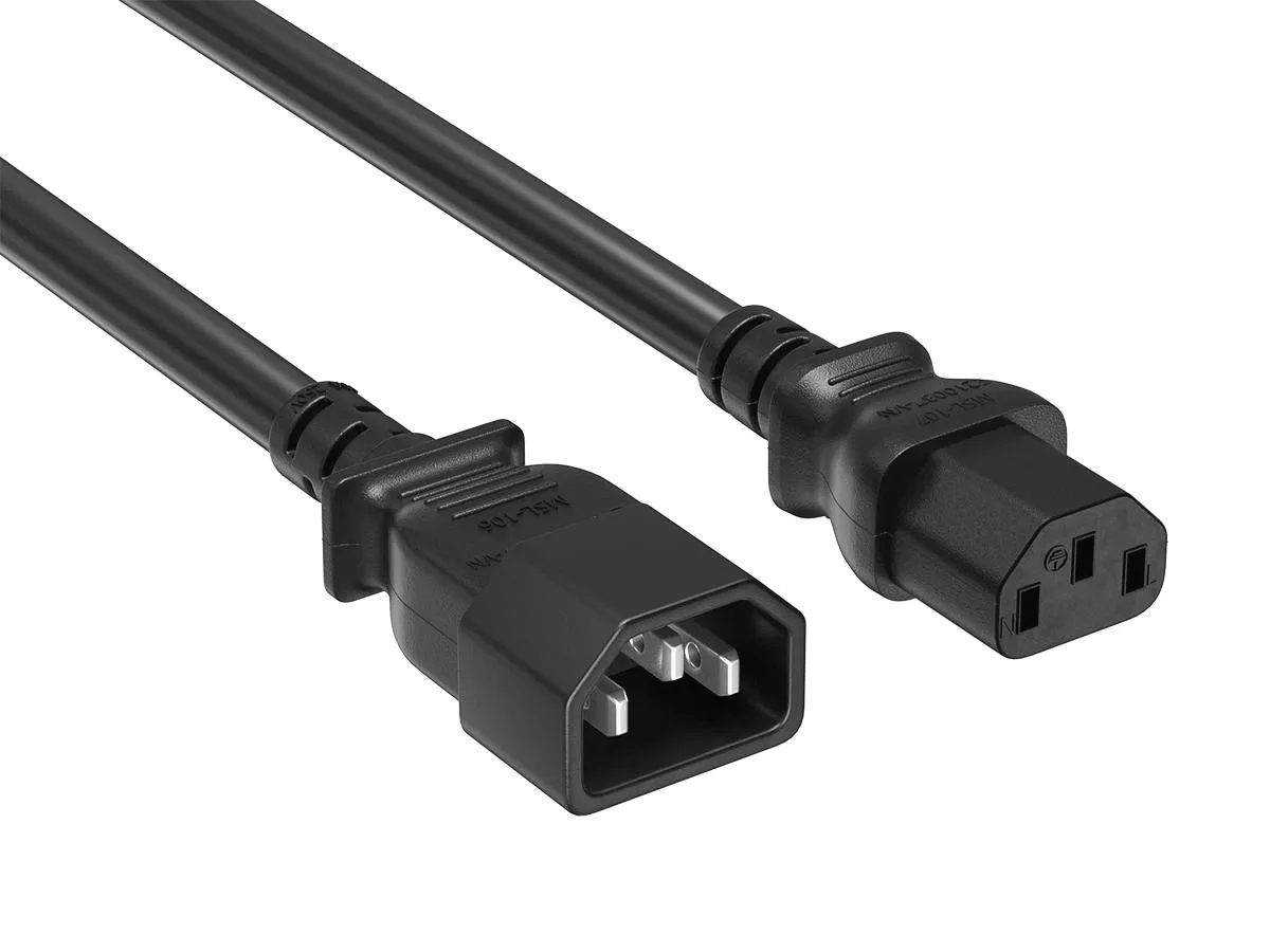Cable Leader Cable Leader 10ft IEC C14 to C13 14 AWG 15A 250V Black computer power adapter cord — product photo