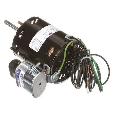 Small cylindrical electric motor with metal housing and visible shaft