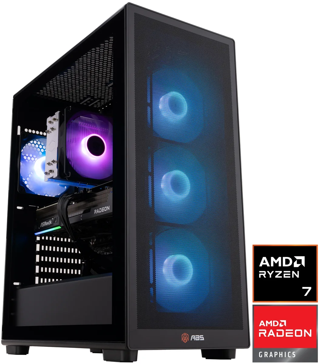 ABS ABS SR9700X9070XT2 gaming PC refurbished Ryzen 7 9700X Radeon RX 9070 XT 32GB DDR5 1TB — product photo