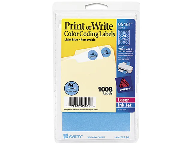 Sheet of 1008 light blue round removable labels model 5461