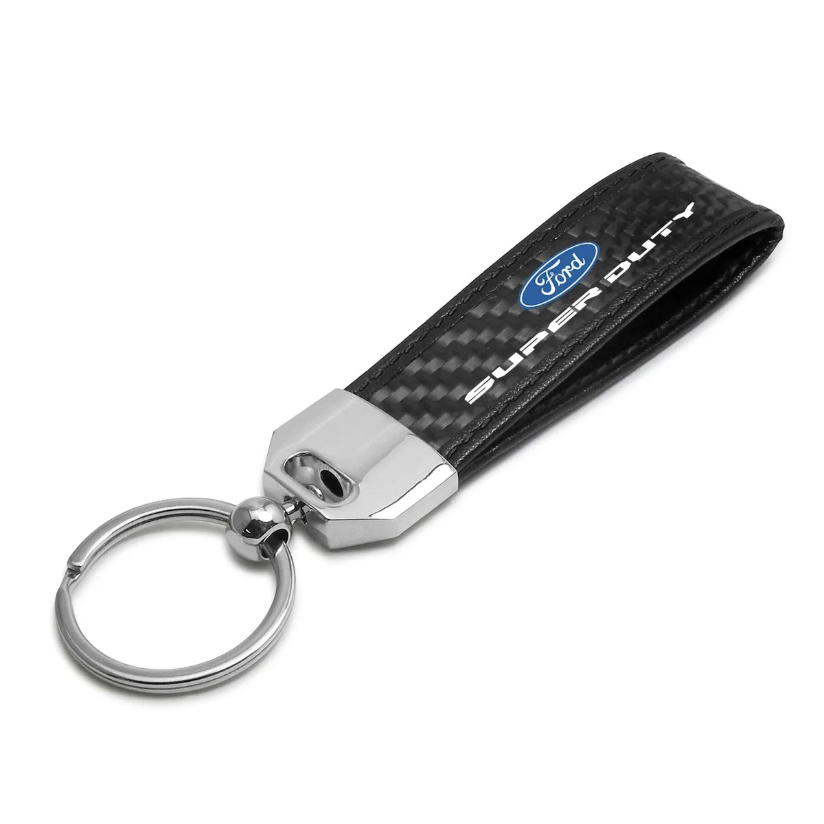 iPick Image, LLC iPick Image, LLC Ford Super-Duty New Real Carbon Fiber Leather Strap Key Chain Black Stitching — product photo