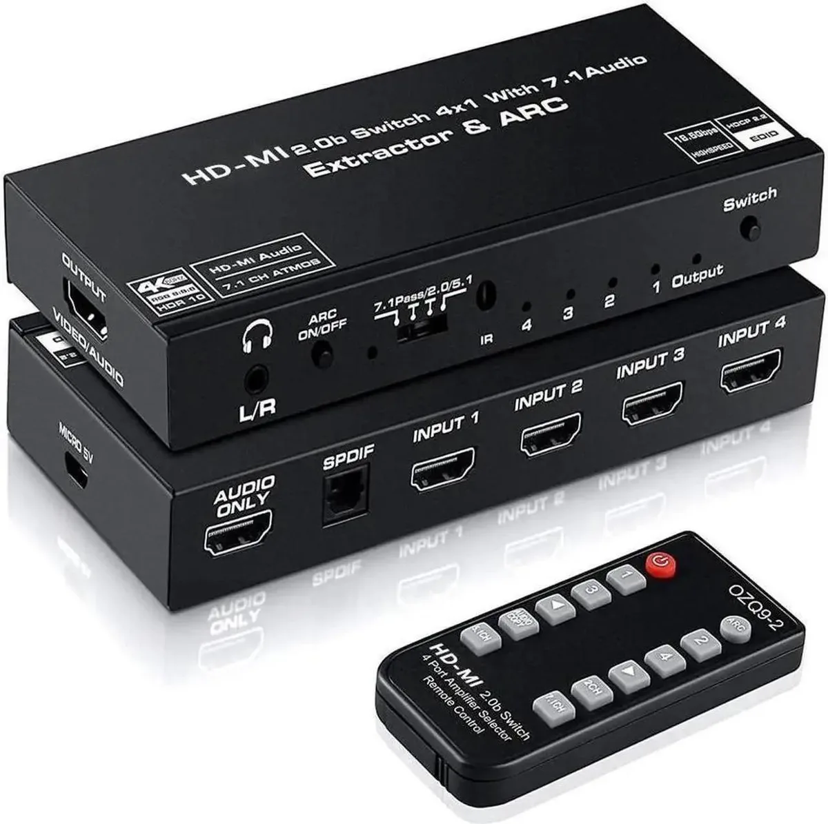 SMUGDESK SMUGDESK 4 in 1 Out HDMI2.0 Switch with Audio Extractor & ARC — product photo