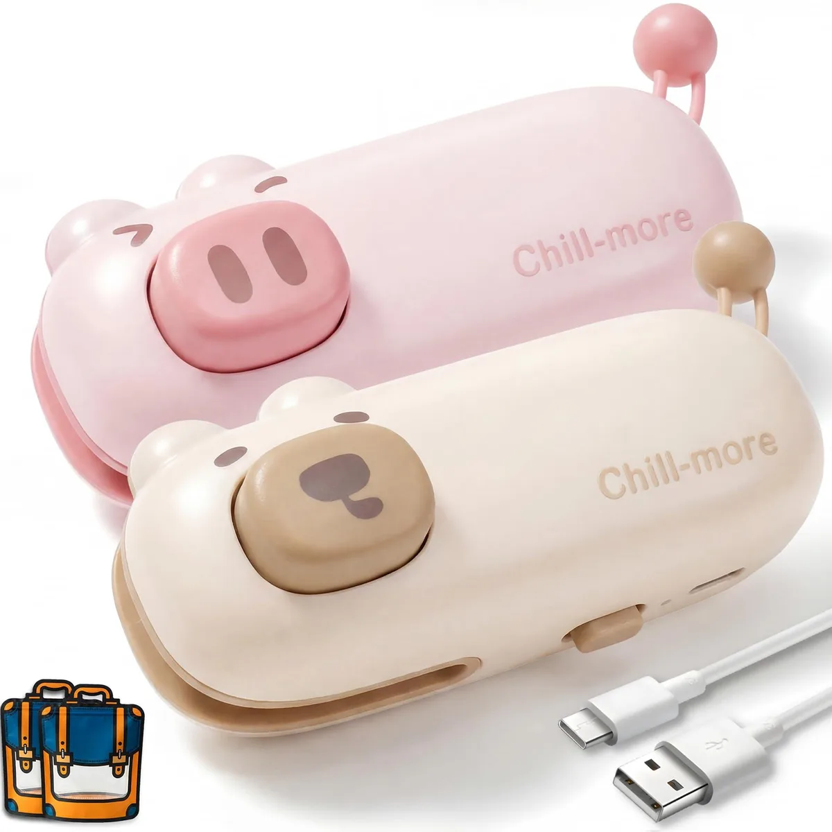 Two beige mini plastic bag sealers side by side