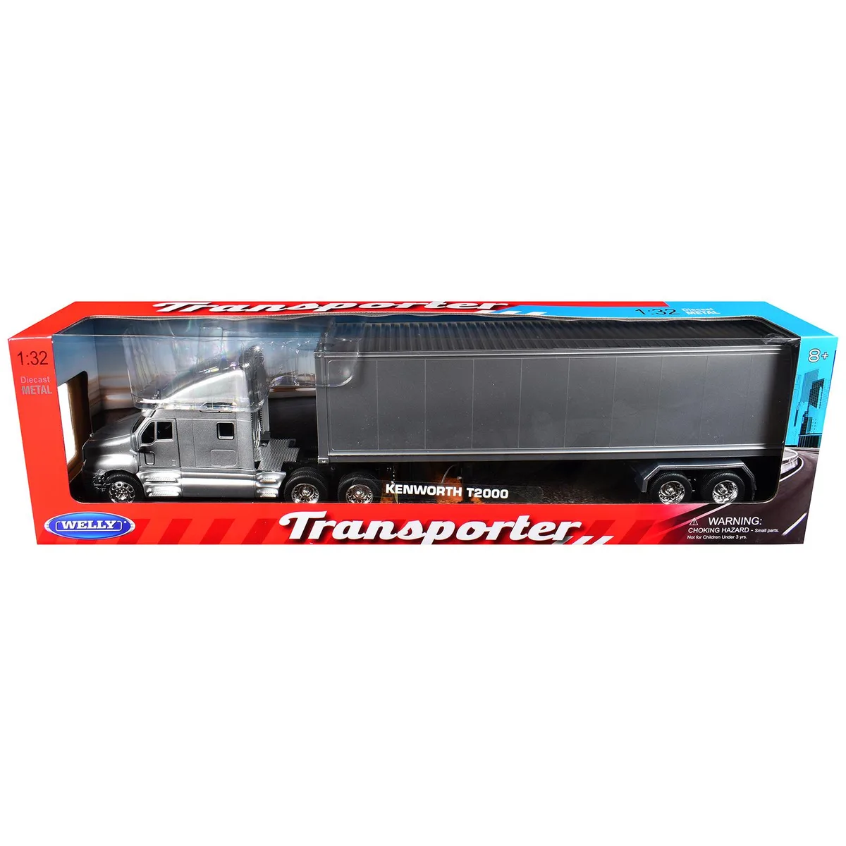 WELLY WELLY Kenworth T2000 Silver Metallic with Gray Container 1/32 Diecast — product photo