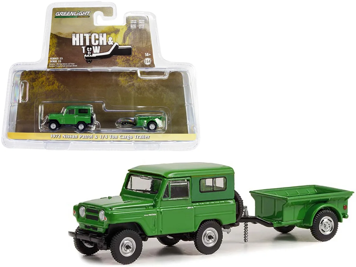 GREENLIGHT GREENLIGHT 1972 Nissan Patrol Green 1/64 Hitch &amp; Tow Series 25 — product photo
