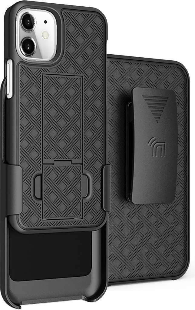 Nakedcellphone Nakedcellphone Kickstand Case + Belt Clip Holster Combo for iPhone 12 Mini 5.4" Black — product photo