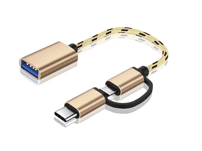Corn Electronics Corn Electronics 2-in-1 USB C/Micro to USB 3.0 Adapter Gold/Black — product photo