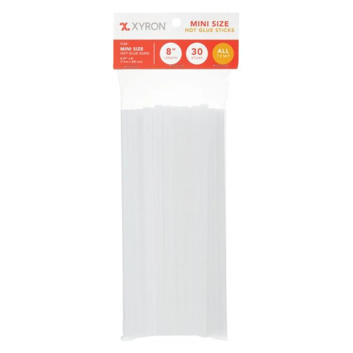Pack of 30 clear cylindrical mini hot glue sticks
