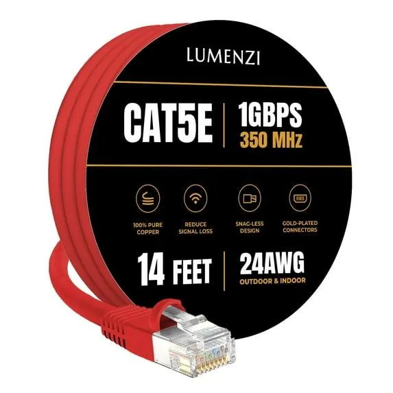 Lumenzi Lumenzi Cat 5e Ethernet Cable 14 ft Red 350 MHz — product photo