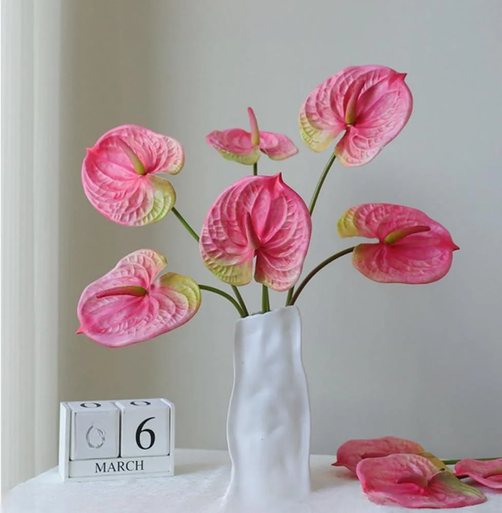 Xshelley 24 inch Artificial Anthurium Lily Flowers 6 PCS Pink — product photo