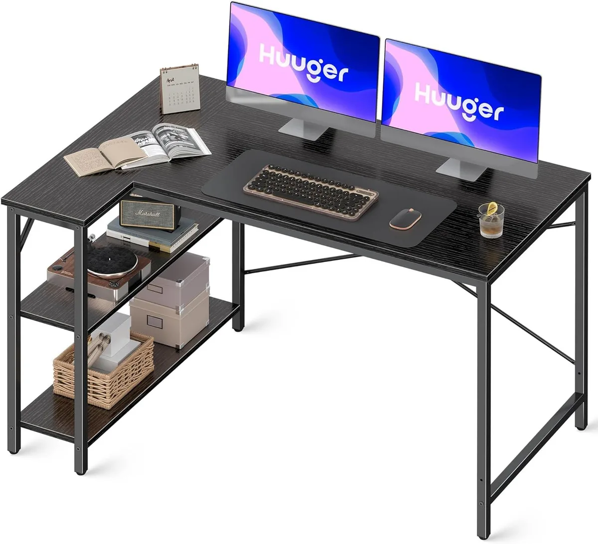 BFKK BFKK 47" L-Shaped Desk with Reversible Shelves Black — product photo