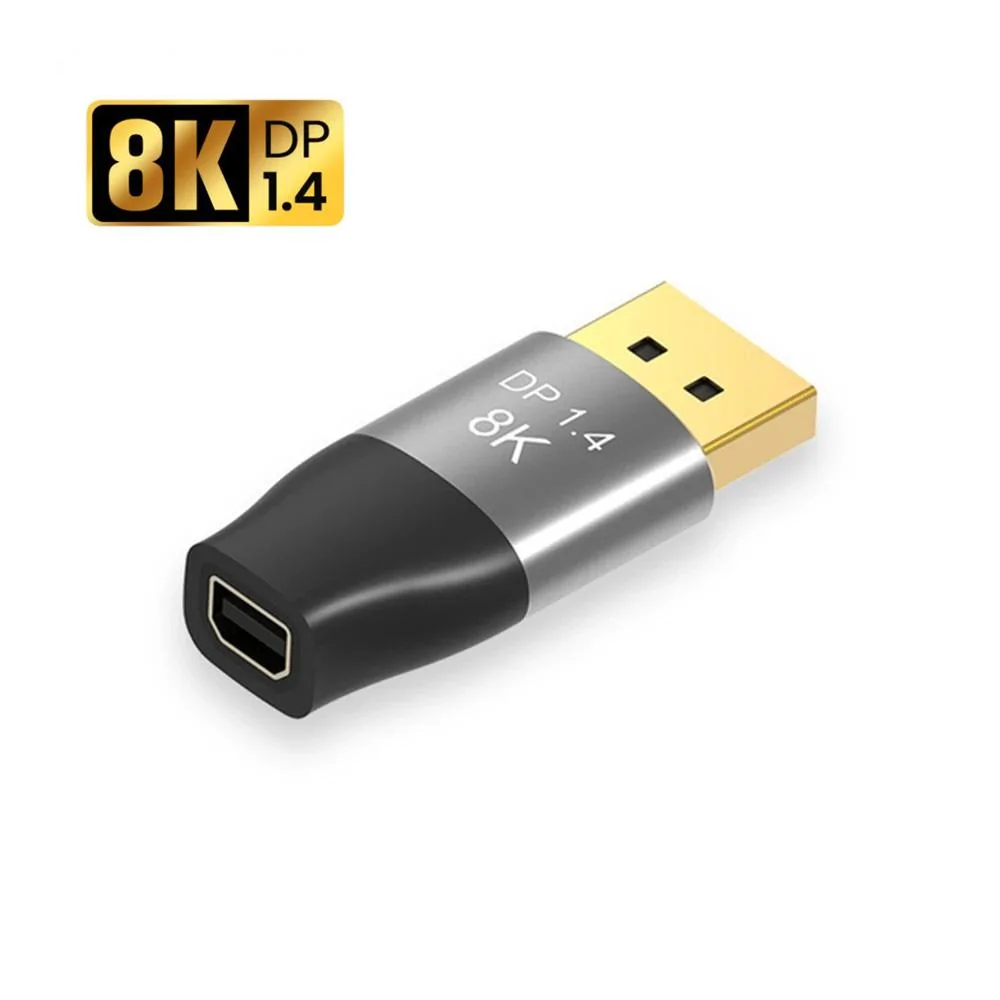 HANNORD HANNORD Mini DP to DisplayPort 8K Adapter Bi-Directional 8K@60Hz 4K@144Hz DP 1.4 32.4Gbps 2in Gray — product photo