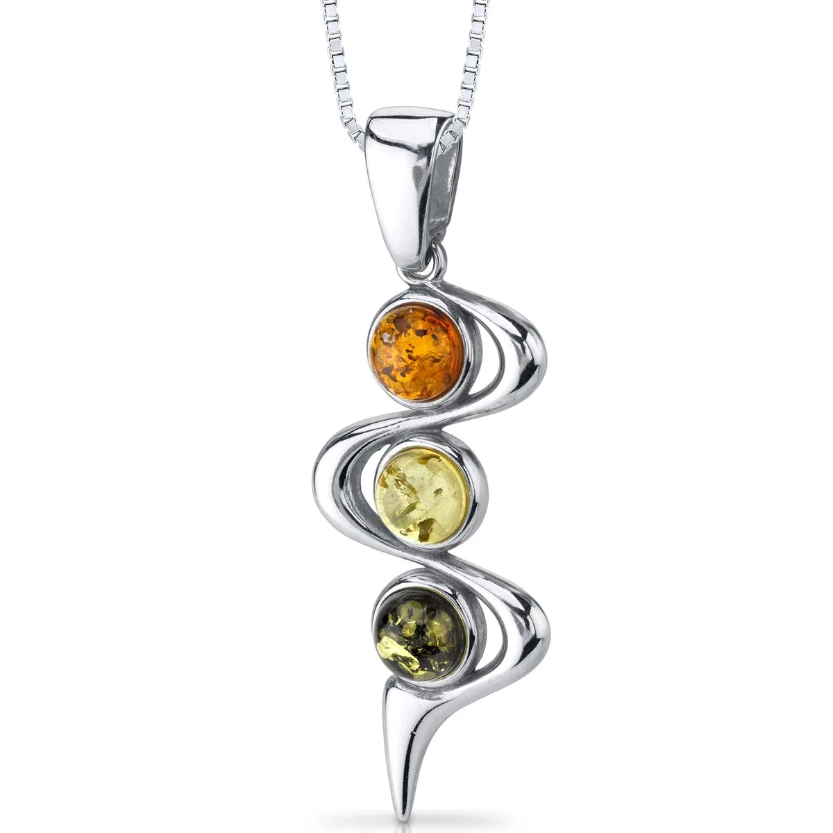 Oravo Oravo Three Stone Baltic Amber Pendant Necklace Sterling Silver 18" SP11092 — product photo
