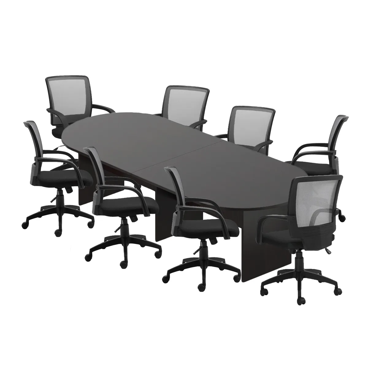 GOF GOF 10 FT Racetrack Conference Table w/ 8 Chairs Set Espresso — product photo
