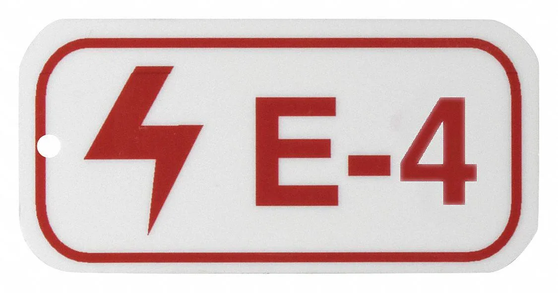 Pack of 25 white Brady lockout tags with red text and adhesive backing