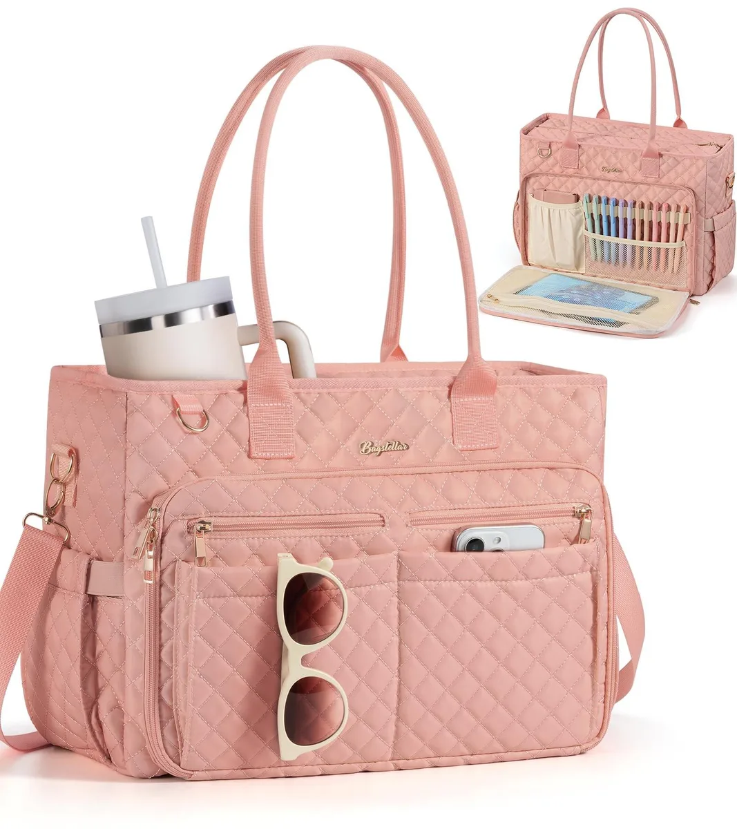 BoYata BoYata 15.6" Laptop Tote 2 in 1 Accessory Quilted Shoulder Handbag — product photo