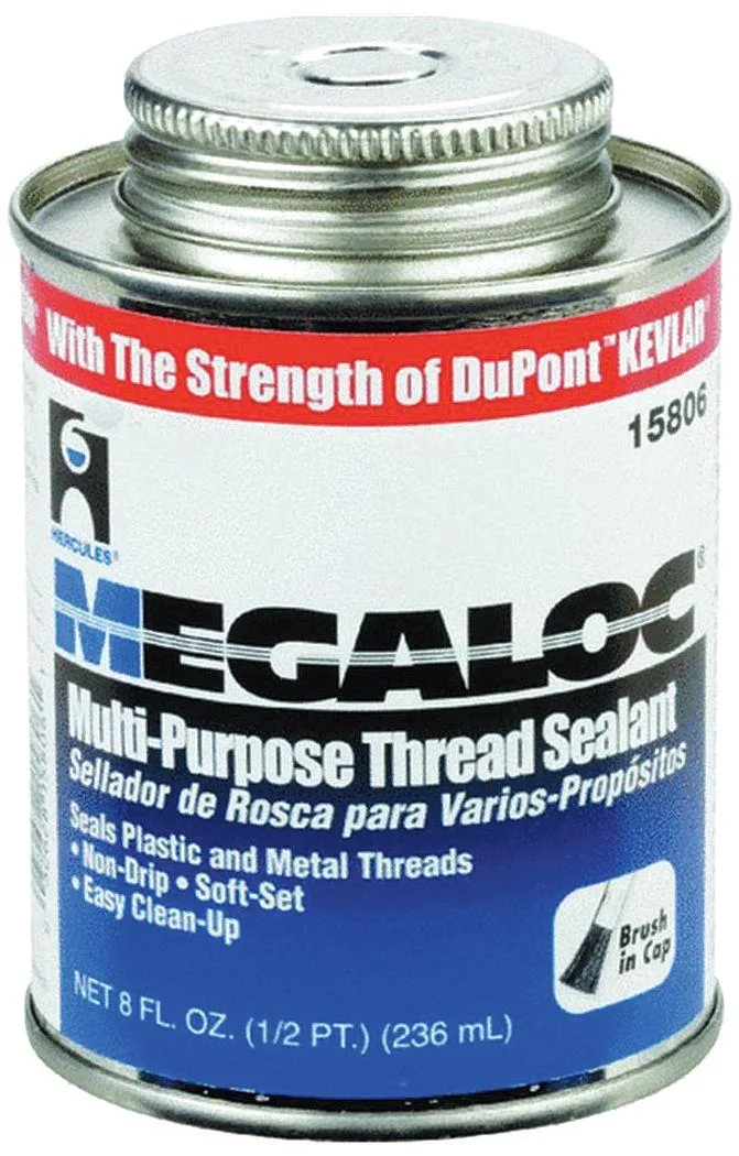 Blue pipe thread sealant in an 8 fl oz brush-top can
