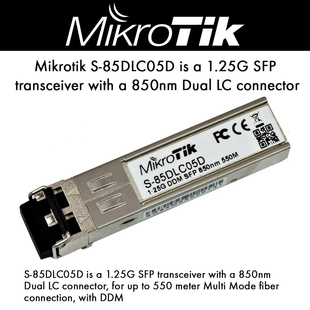 Mikrotik Mikrotik S-85DLC05D SFP transceiver 1.25G MM 550m 850nm — product photo