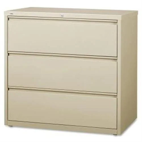 Lorell Lorell 88030 3-Drawer Lateral File 42 x 18.6 x 40.3 Putty office furniture — product photo