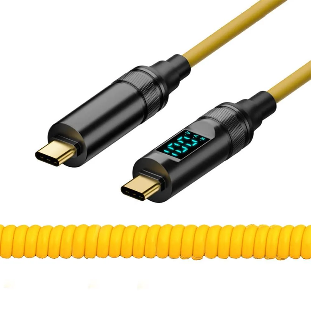 Vszerda Vszerda Stretch Coiled USB-C USB4 Cable Smart LED Display 20Gbps 100W 8K 180cm — product photo
