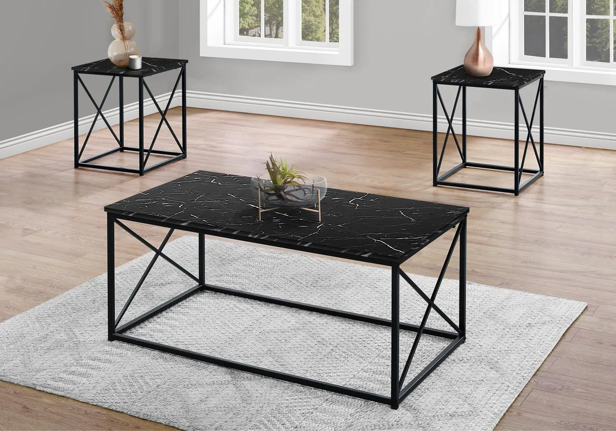 tuphen tuphen 3-Piece Occasional Table Set Black Marble Look 42x22x18 in — product photo
