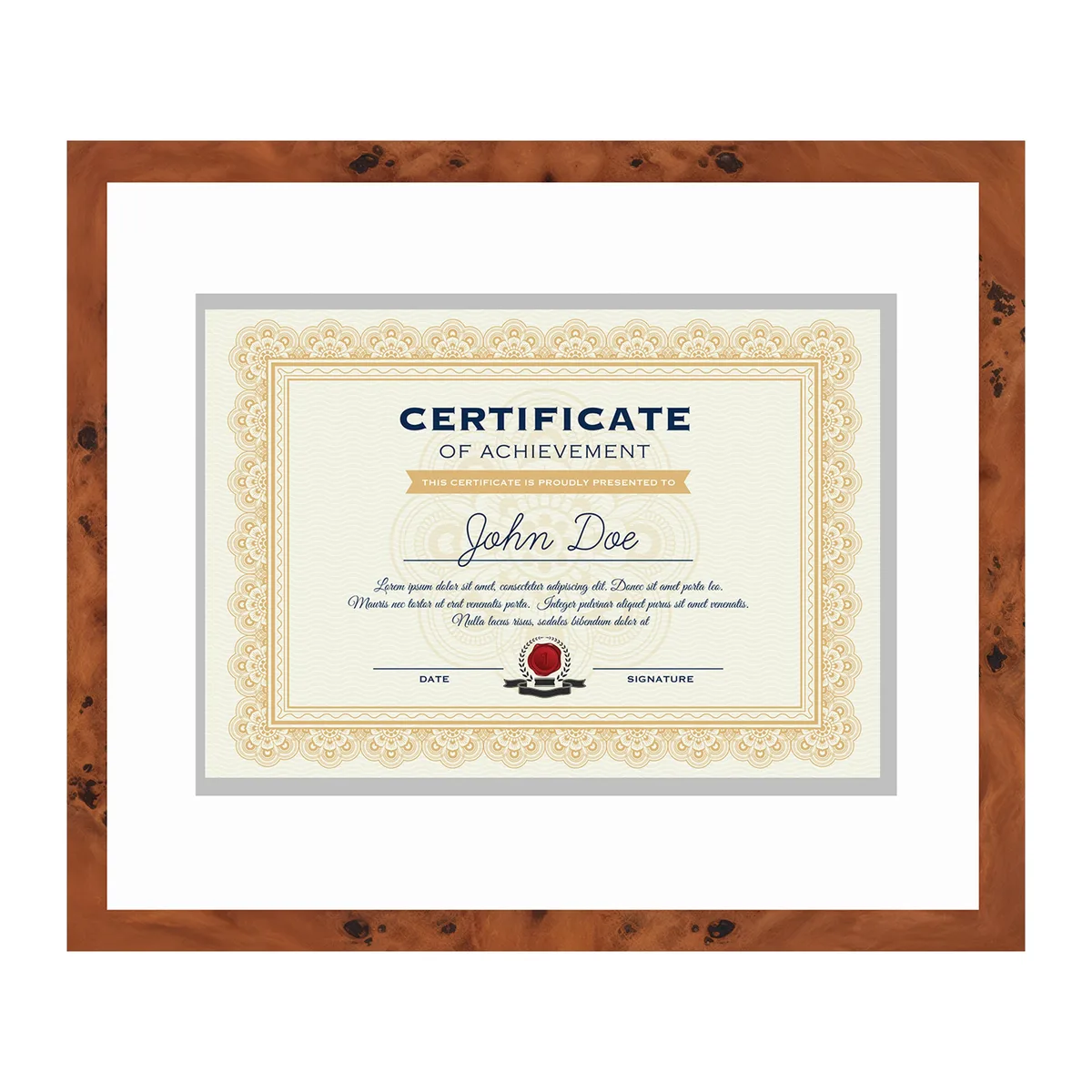 CustomPictureFrames.com CustomPictureFrames.com Brown Diploma Frame 15x18 in White/Silver Double Mat — product photo