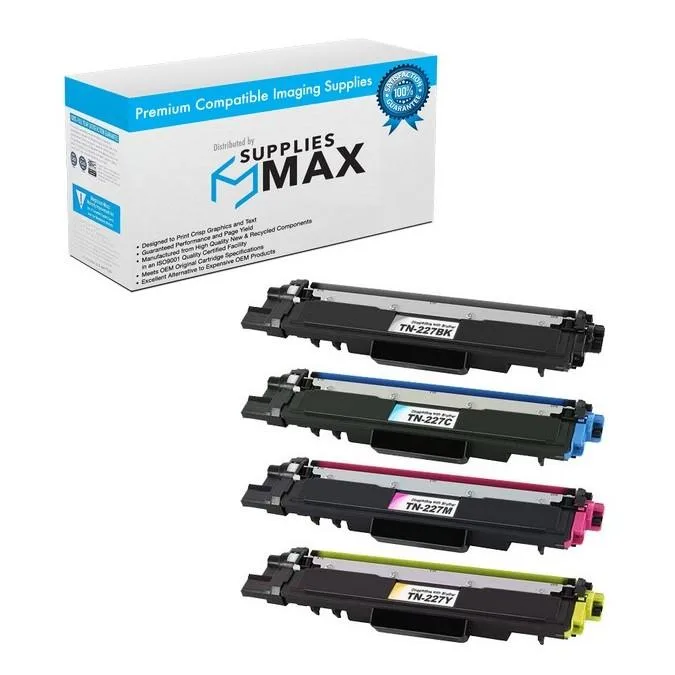 SuppliesMax SuppliesMax TN-227-COMBO toner cartridge combo pack black cyan magenta yellow 3000 pages — product photo