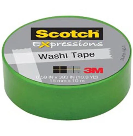 3M 3M C314-GRN Washi Crafting Tape 0.59 in x 10 yds Green paper craft — product photo