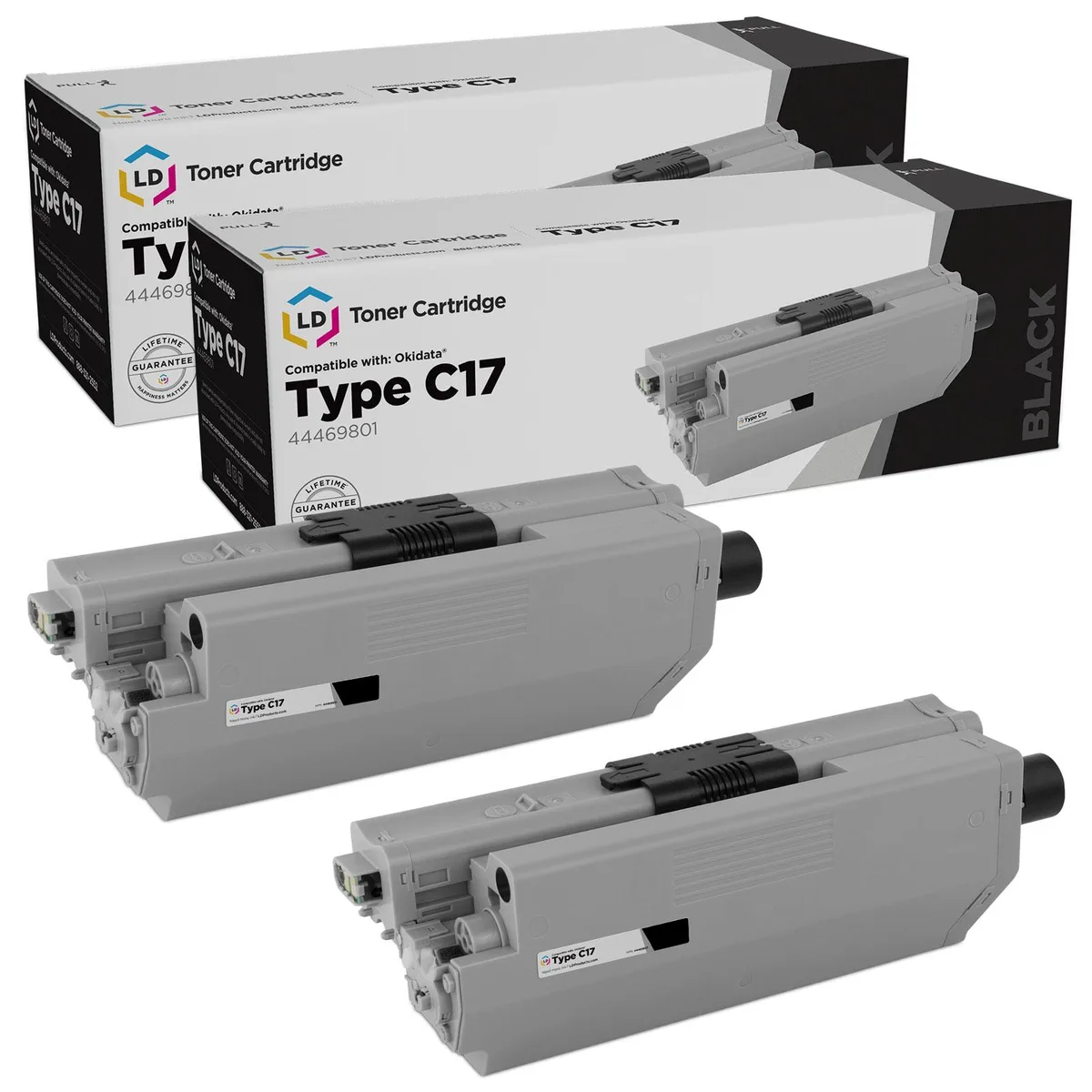 LD Products LD Products 44469801 Type C17 Black Toner Cartridge 2-Pack — product photo