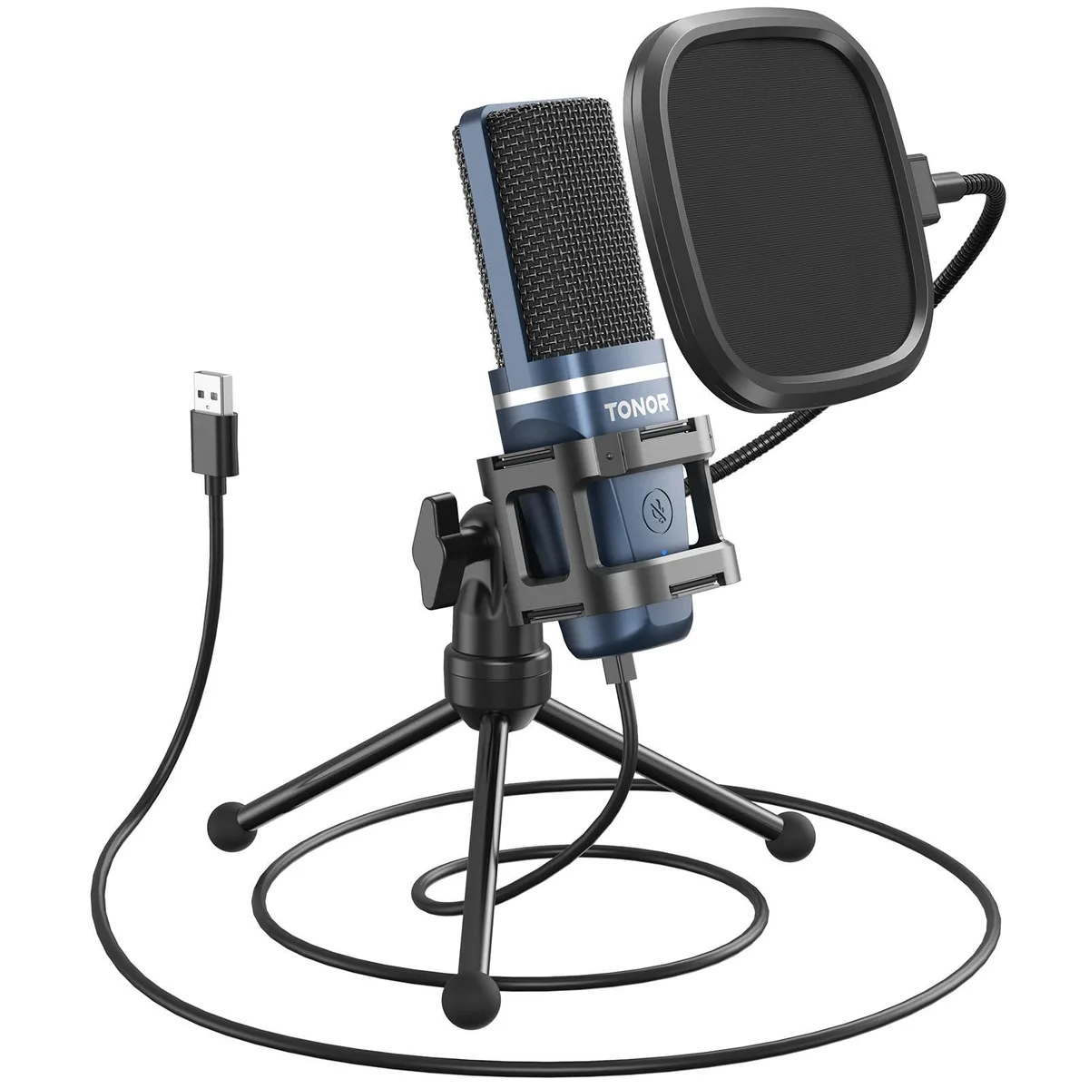  TONOR TC-777 USB Cardioid Condenser Microphone with Tripod Stand and Pop Filter — product photo