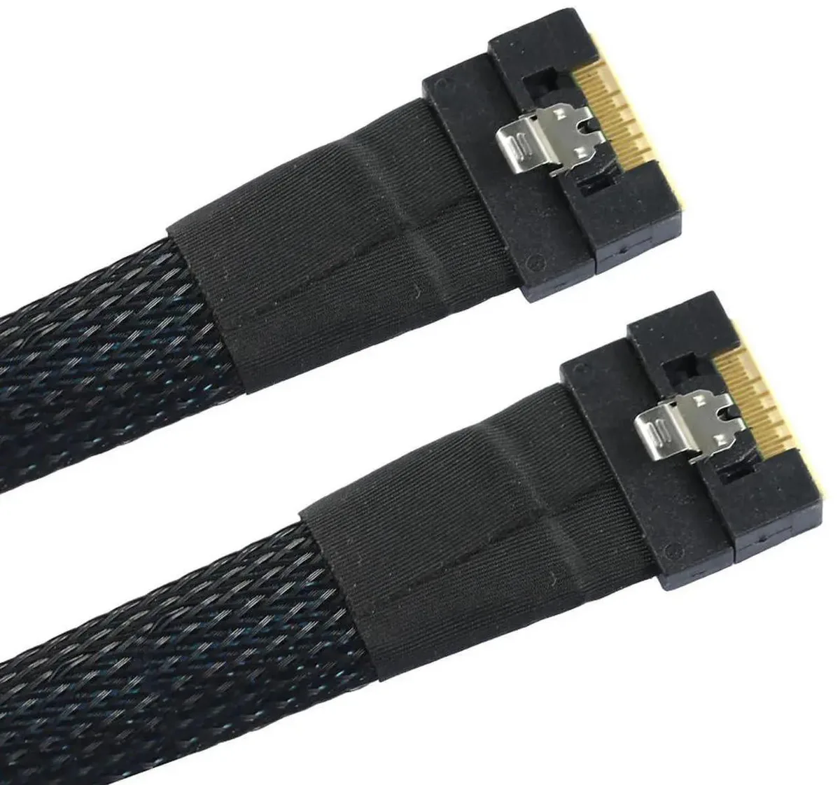 SlimSAS SFF8654 8i 8X Gen 4.0 cable, .8m length, blue connectors on black wire
