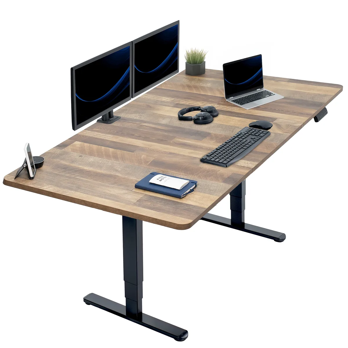 VIVO VIVO Electric 71x 36 Stand Up Desk, Reclaimed Wood/Black — product photo