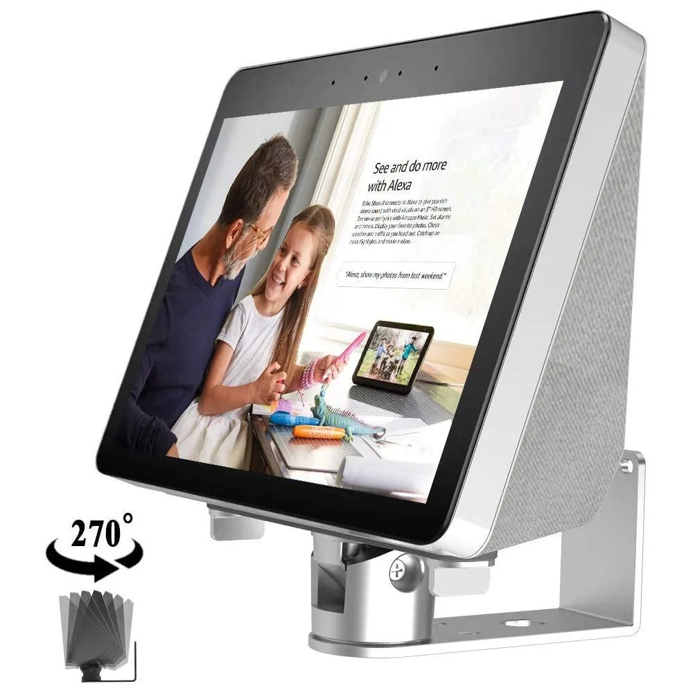White aluminium wall mount with horizontal 270 rotation for 10.1 inch display