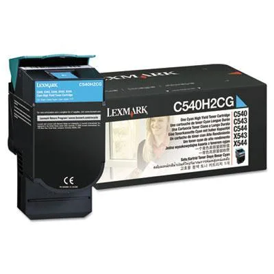Lexmark C540H2CG cyan toner cartridge in box