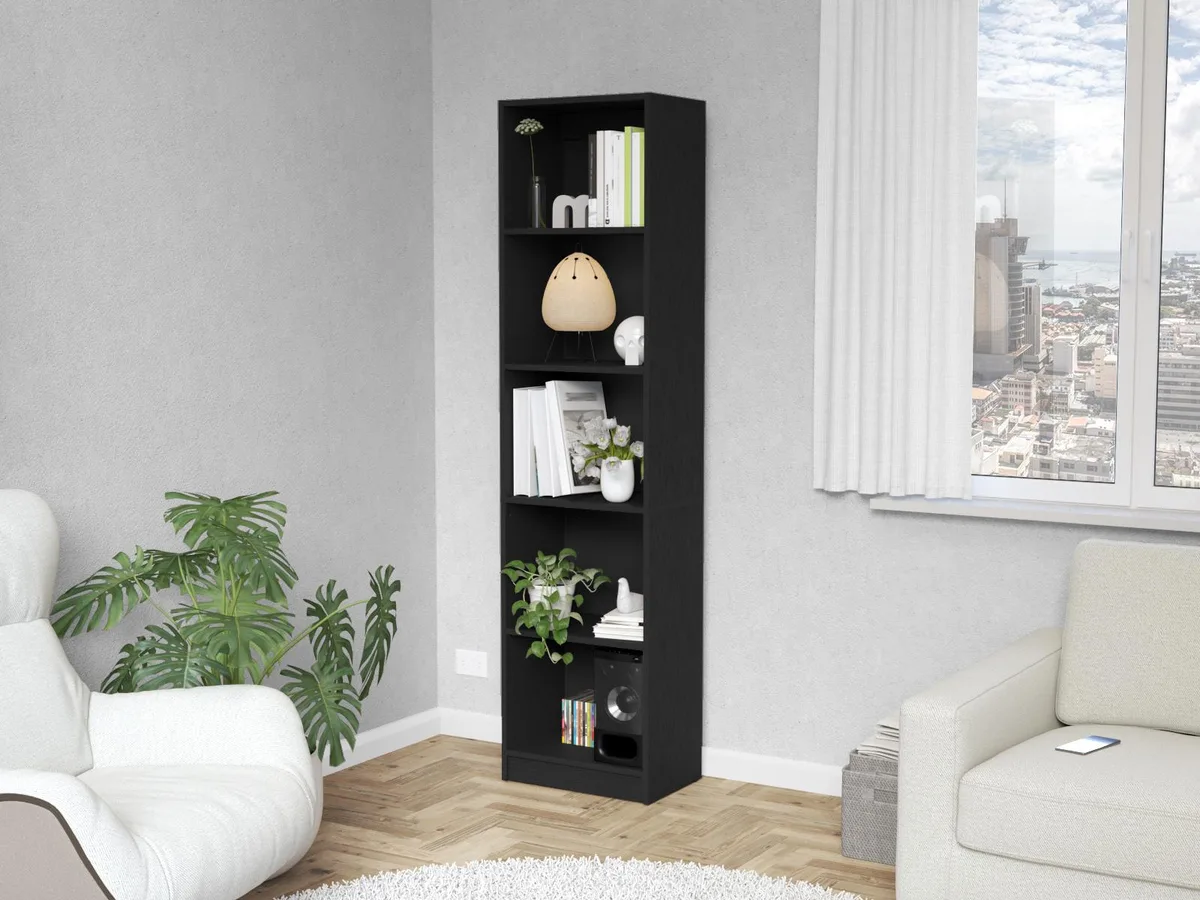 tuphen tuphen Sutton Slim Bookcase 5-Shelf Black 16.5W x 11.65D — product photo