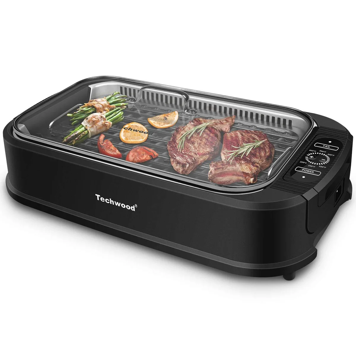  Techwood GR-200 1500W Smokeless Electric BBQ Grill 112 sq in Black — product photo