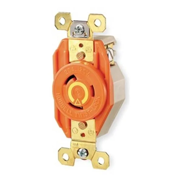 Hubbell Incorporated Hubbell Incorporated IG2320 Locking Receptacle L6-20R 20 A 250V AC Orange video accessory — product photo