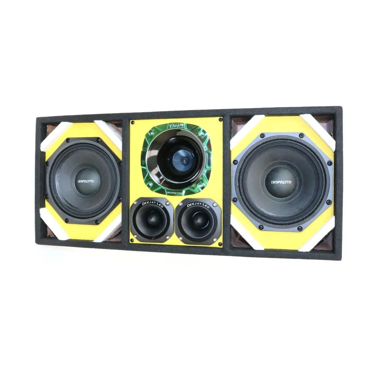 Deejay LED Deejay LED TBH8YELLOW Loaded Box Yellow 8in Woofers Horn Bullet Tweeters — product photo
