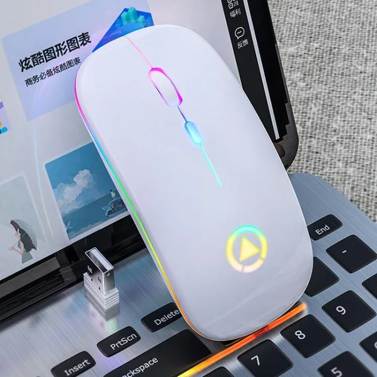 allentian allentian wireless mouse white 2.4GHz 1600DPI rechargeable silent — product photo