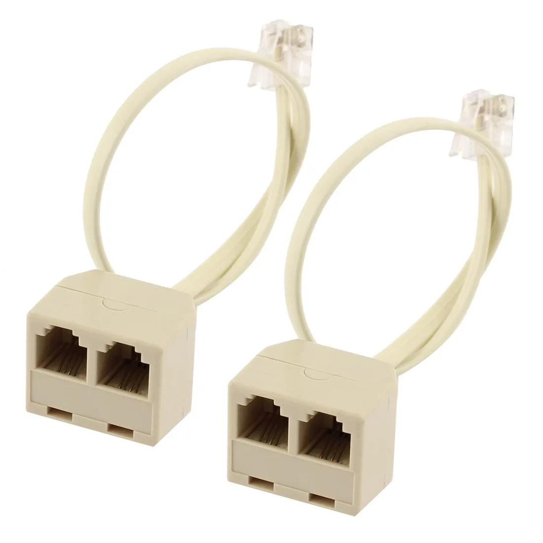 Unique-Bargains Unique-Bargains RJ11 6P4C Male to 2 Female Splitter Adapter Cable 2Pcs Beige 26cm — product photo