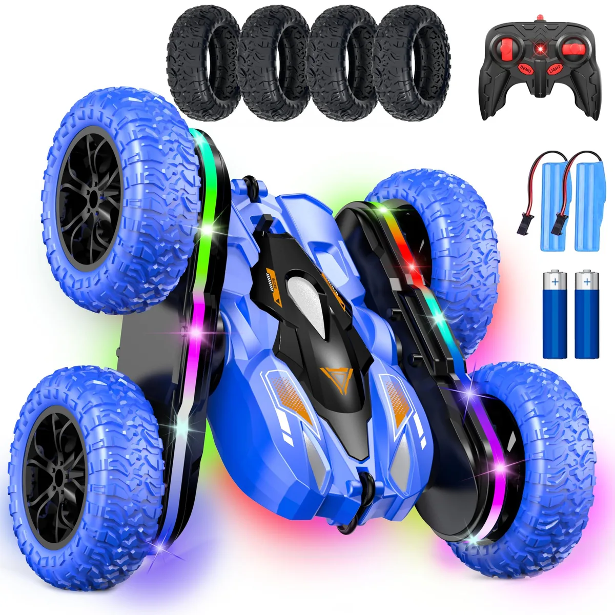  Wedopro 2.4GHz 4WD Stunt RC Car with Headlights, Blue — product photo