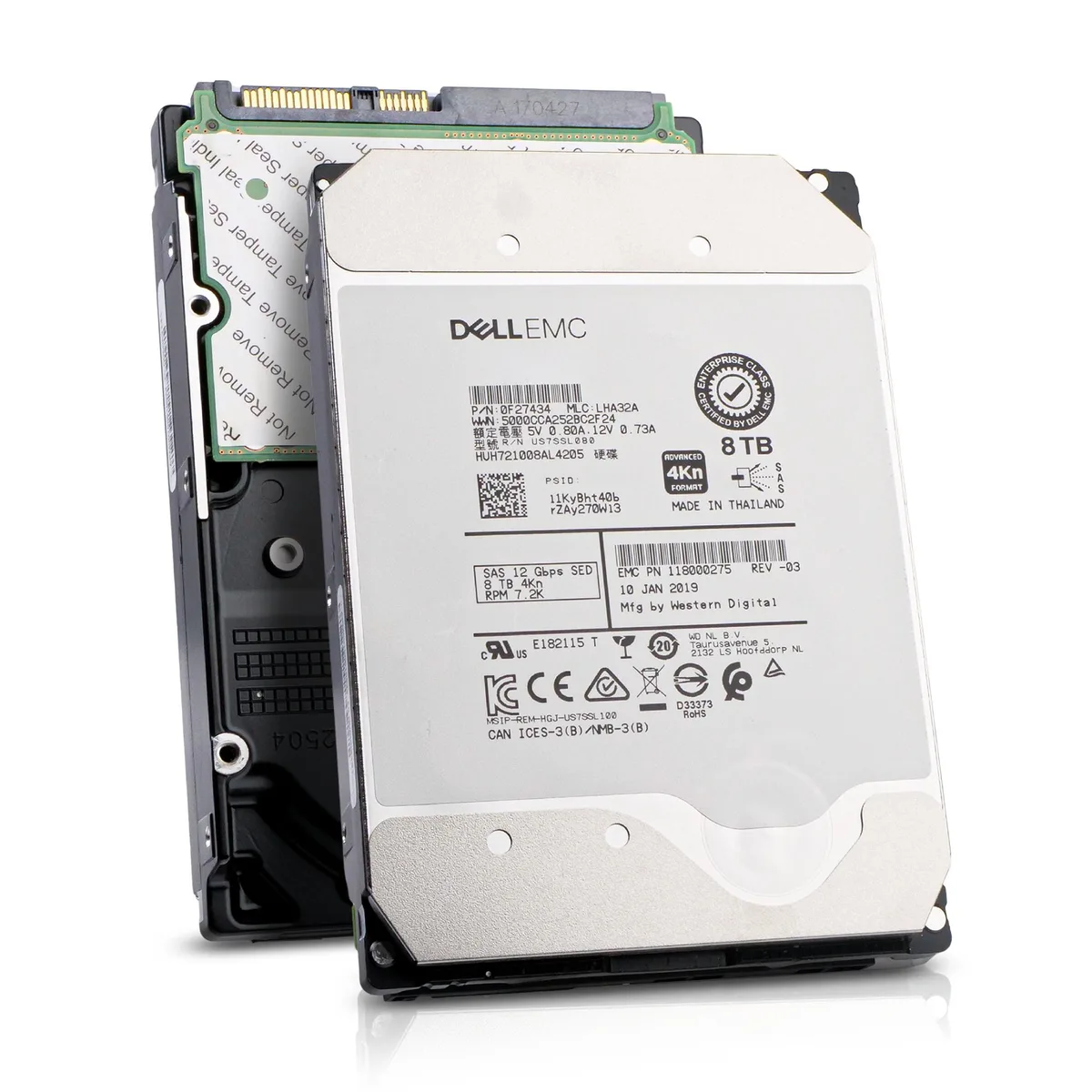 DELL DELL 0F27409 Ultrastar DC HC510 8TB 7200 RPM SAS 12Gb/s 256MB 3.5in internal hard drive — product photo